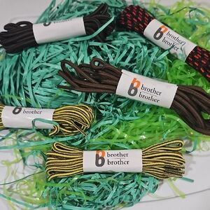 Brother Brother Yellow & Black Striped Boot Laces - Durable Men’s Accessory